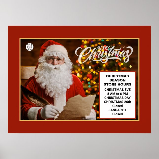 Christmas Holidays Santa Business Store Hours   Poster (Front)