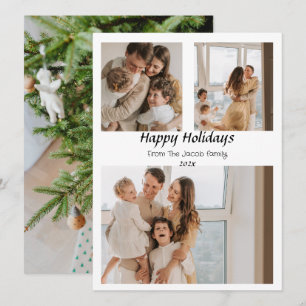  Christmas holidays Script Centred Three-Photo  Holiday Card