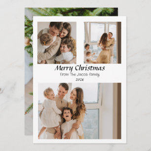 Christmas holidays Script Centred Three-Photo Holiday Card