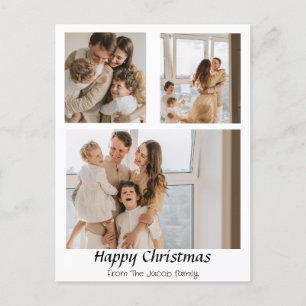  Christmas holidays Script Centred Three-Photo  Holiday Postcard
