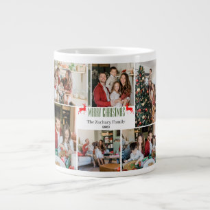 Christmas holidays Script Family Photo Collage Large Coffee Mug