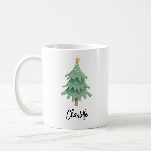 Christmas Holidays Script Personalised Coffee Mug (Left)