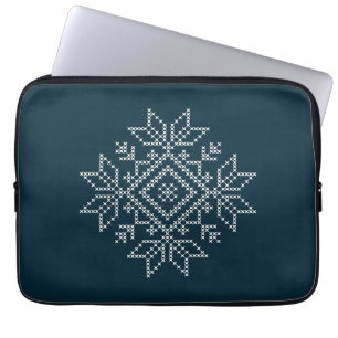 Christmas holidays season blue snowflake art laptop sleeve