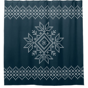 Christmas holidays season blue snowflake art   shower curtain
