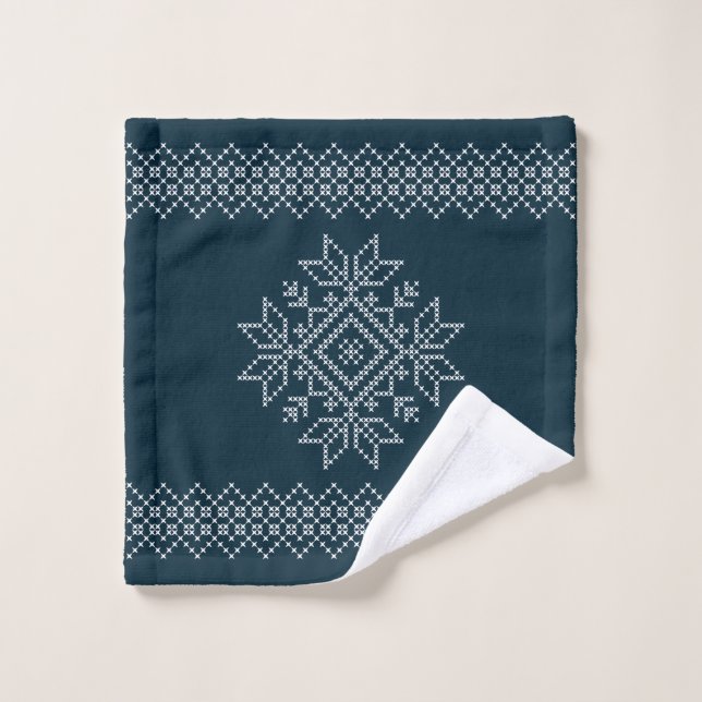 Christmas holidays season blue snowflake art  wash cloth (Wash Cloth)