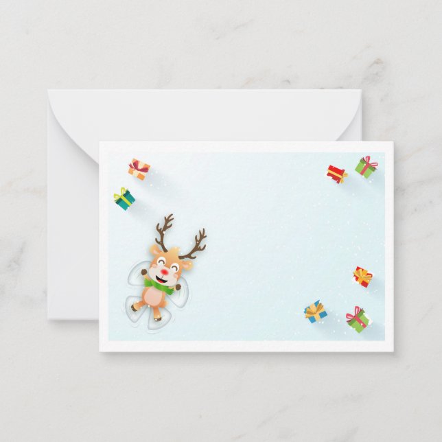 Christmas Holidays Snow Angel Reindeer Card (Front)