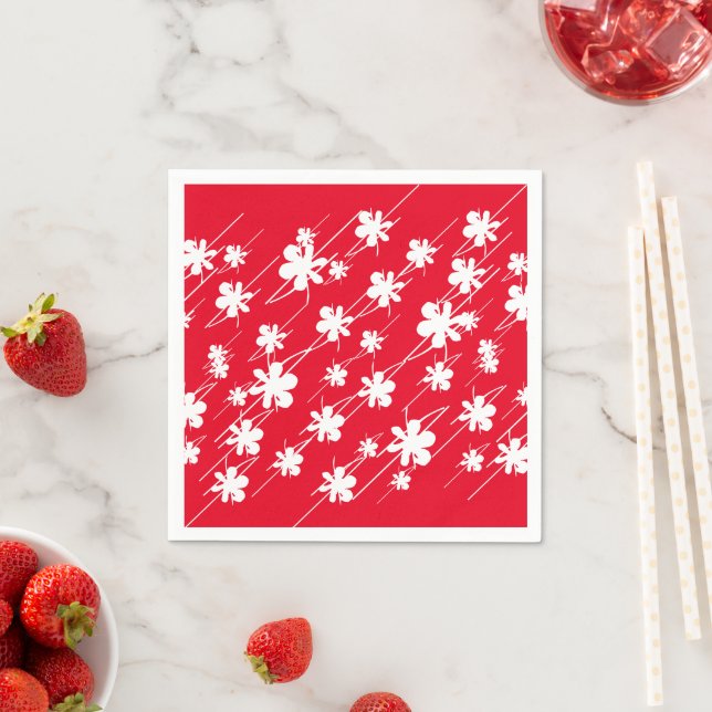 Christmas Holidays snowflakes pattern red white Napkin (Insitu)