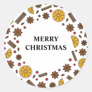 Christmas holidays spices taste and smell doodles classic round sticker