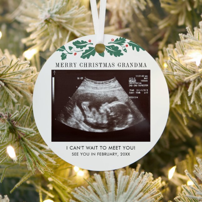 Christmas Holidays Ultrasound Baby Reveal Metal Tree Decoration (Insitu)