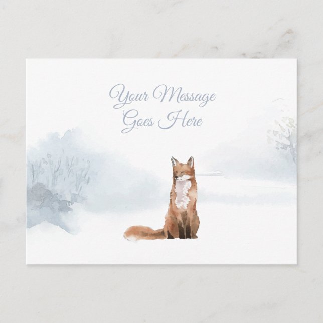 Christmas Holidays Winter Fox Elegant Simple Holiday Postcard (Front)