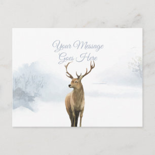 Christmas Holidays Winter Stag Elegant Script Postcard