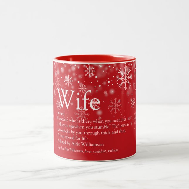 Christmas Holidays World's Best Wife Definition Two-Tone Coffee Mug (Center)