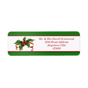 Christmas Holly address Label