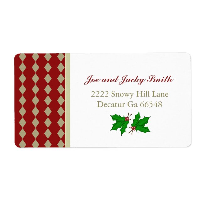 Christmas Holly Address Labels (Front)