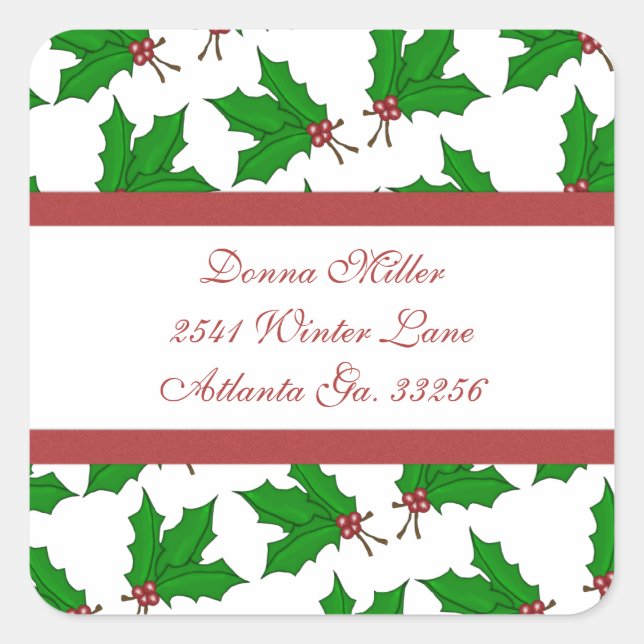 Christmas Holly Address Stickers (Front)