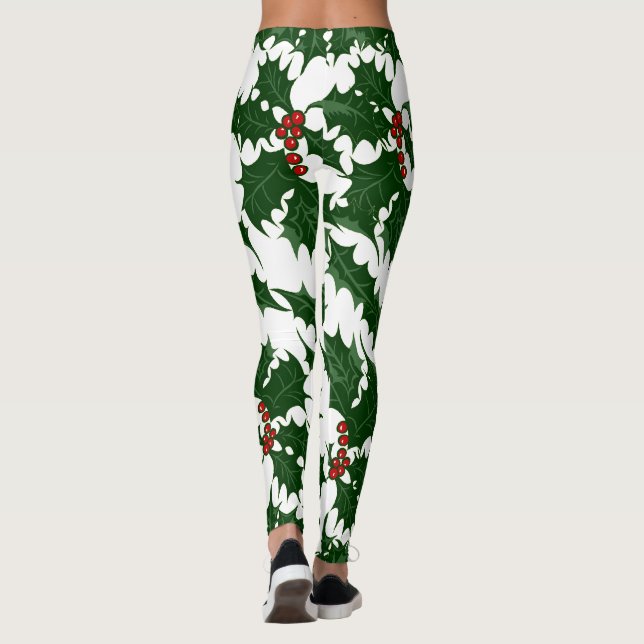 Christmas Holly and Berries Leggings (Back)