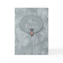 Christmas Holly and Berries Ornament Card