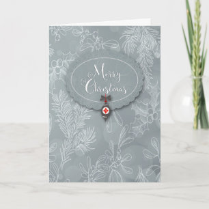 Christmas Holly and Berries Ornament Card