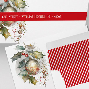 Christmas Holly and Berry Holiday Mailing Envelope