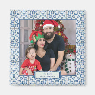 Christmas holly and flowers petals tiles frame magnet