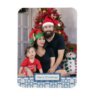 Christmas holly and flowers petals tiles frame magnet