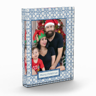 Christmas holly and flowers petals tiles frame photo block