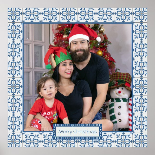 Christmas holly and flowers petals tiles frame poster (Front)