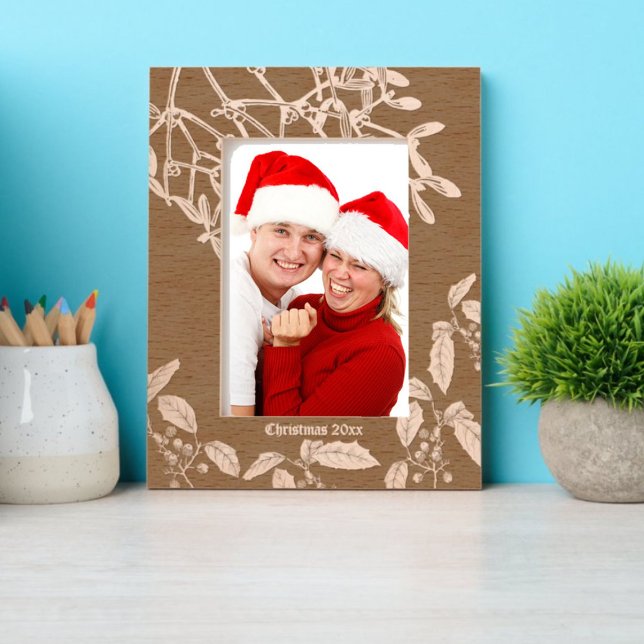 Christmas Holly and Mistletoe Botanical Art Border Etched Frames (Creator Uploaded)