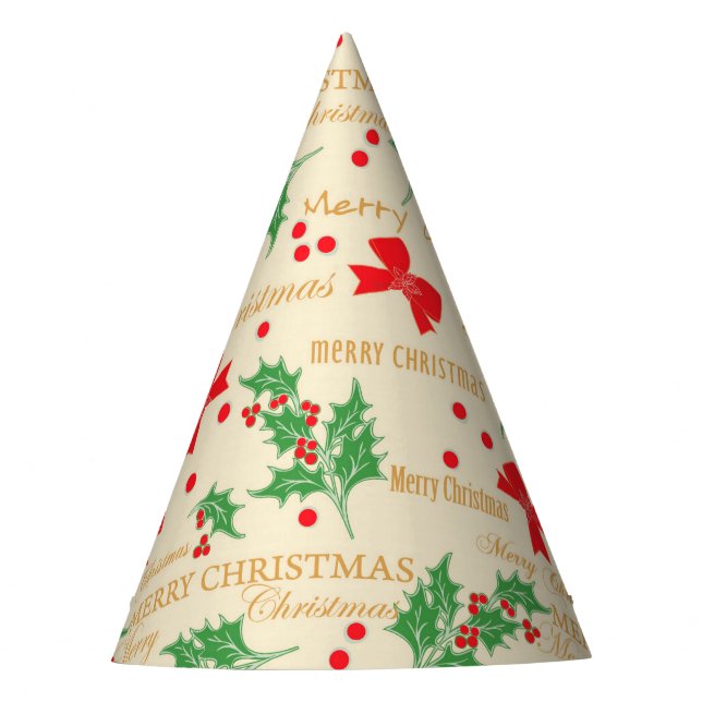Christmas Holly and Ribbon Party Hat (Front)