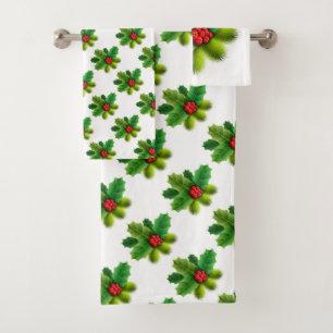 Christmas Holly Bath Towel Set