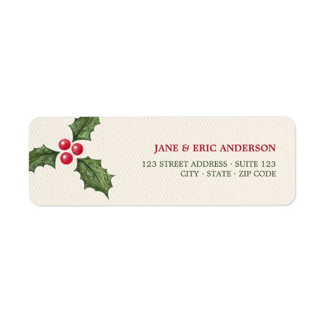 Christmas Holly Berries Address Labels (Front)