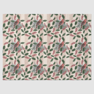 Christmas Holly Berries and Birds Decoupage Tissue Paper