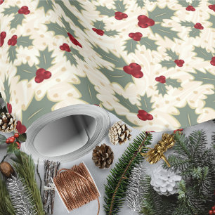Christmas - Holly Berries and Leaves Wrapping Paper