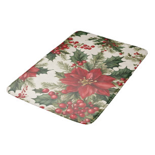 Christmas Holly & Berries Bath Mat
