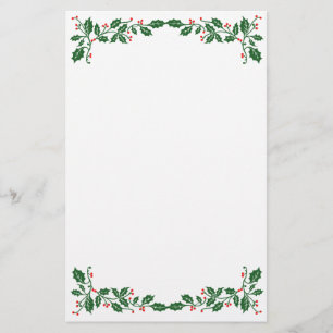 Christmas Holly Berries Custom Photo Stationery