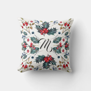 Christmas Holly & Berries Design Cushion