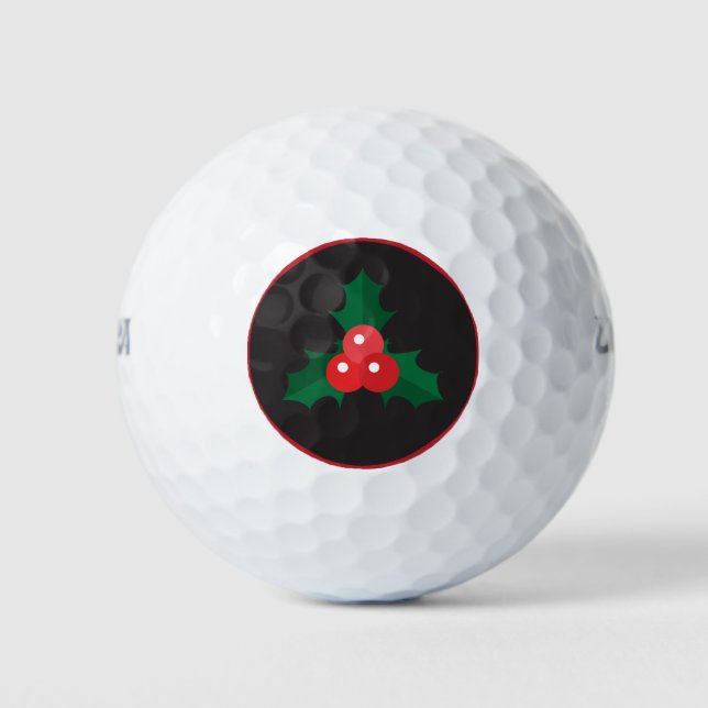 Christmas Holly & Berries Golf Balls (Front)