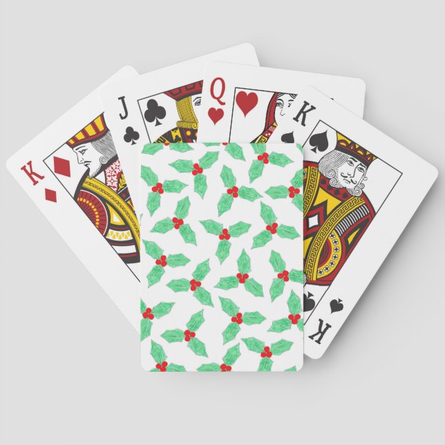 Christmas holly berries pattern playing cards (Back)