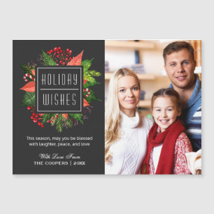 Christmas Holly Berries Photo Magnetic Card
