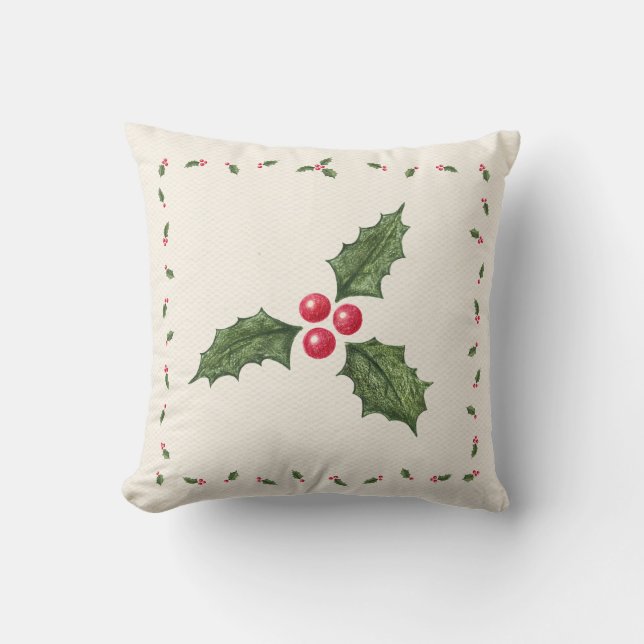 Christmas Holly Berries Pillow (Front)