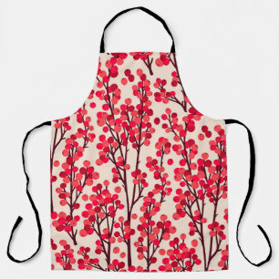 Christmas Holly Berries Seamless Pattern Apron