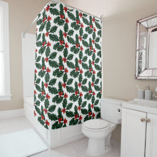 Christmas Holly Berries Shower Curtain