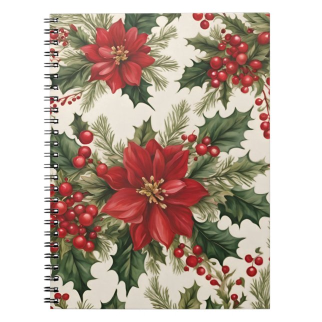Christmas Holly & Berries Spiral Photo Notebook (Front)