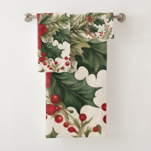 Christmas Holly & Berries Towel