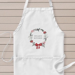 Christmas Holly Berries Wreath Personalised Standard Apron