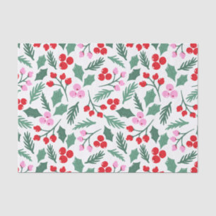Christmas Holly Berry and Leaves Pattern Tissue Paper