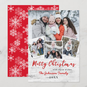 Christmas Holly Berry Birch 4 PHOTO Bark Greeting Holiday Card