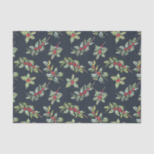 Christmas Holly Berry Branches with Leaves Tissue Paper
