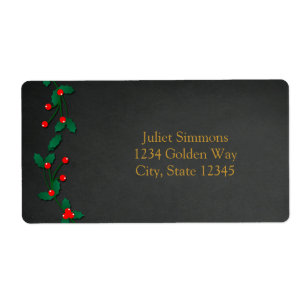 Christmas Holly Berry chalkboard Address Label