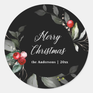Christmas Holly Berry Classic Round Sticker